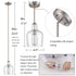 Modern Kitchen Pendant Lighting Brushed Nickel Rod-Hung, 1-Light